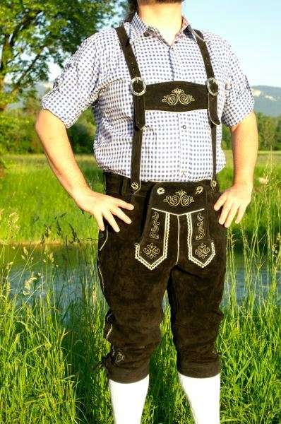 GENUINE LEATHER SHORTS  AUTHENTIC GERMAN / BAVARIAN LEDERHOSEN 9513 Black