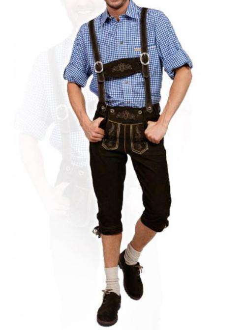 2 PCS. GERMAN TRACHTEN GARMENTS GENUINE LEATHER SUSPENDER & SHORT COMPLETE SET