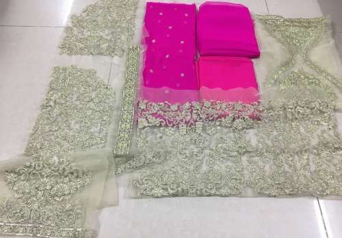INDIAN PAKISTANI DRESS FULL EMBROIDERY Designer 3pc CHIFFON Suit With CHIFFON Dupatta-(UNSTICHED)