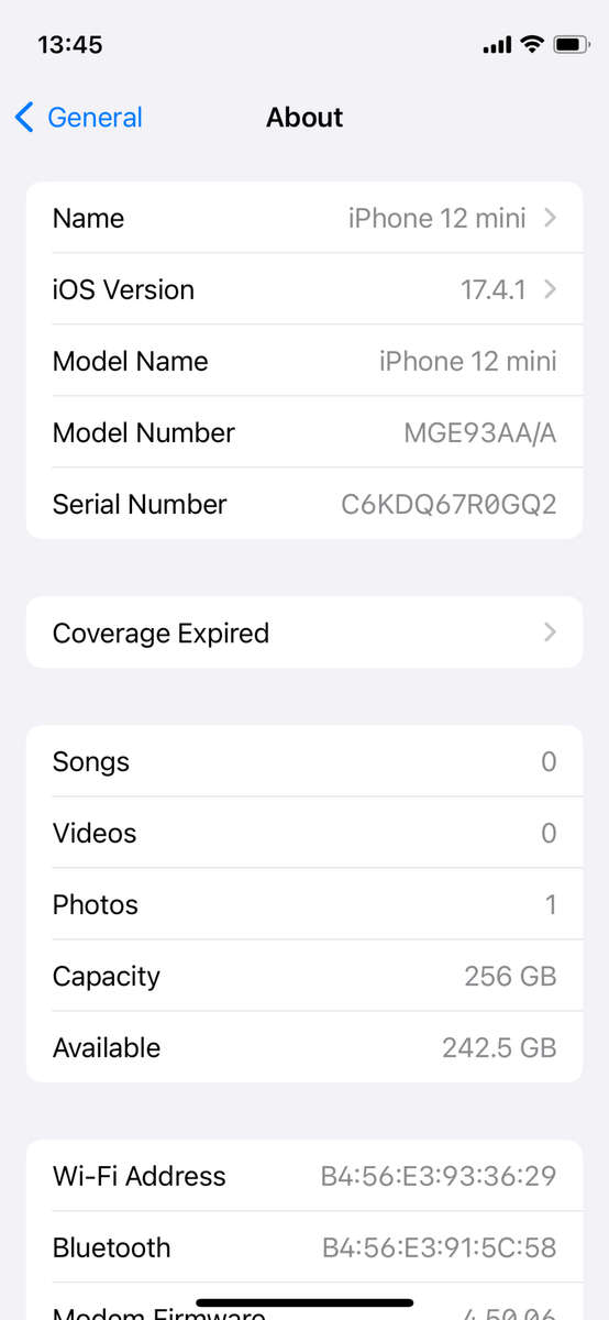 iPhone 12 mini 256GB (100% battery health)