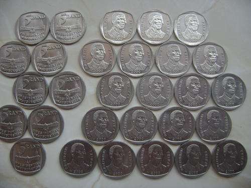 20 X Mandela 2000 R5 Coins and 9 X Inaugaration 1994 R5 Coins - all for sale as one lot!!