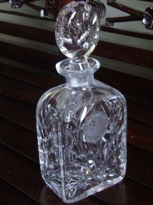 ROSE CUT CRYSTAL DECANTER - IN PERFECT CONDITION