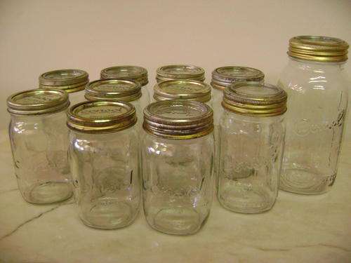 11 CONSOL GLASS CANNED FRUIT BOTTLES - SOLD TOGETHER AS ONE LOT!!!