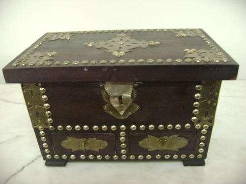 LOVELY WOOD AND BRASS JEWELLERY BOX