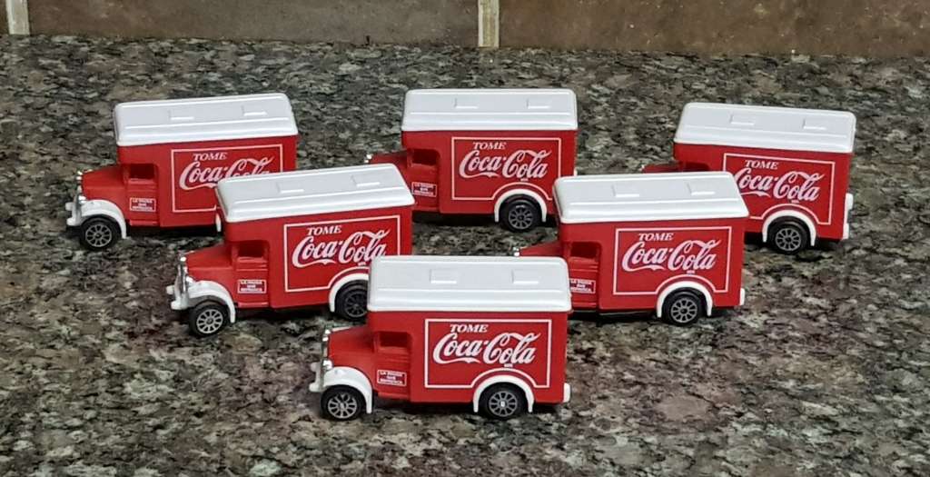 6 x Vintage Coca-Cola Spanish Toy Trucks (sold together as one lot)