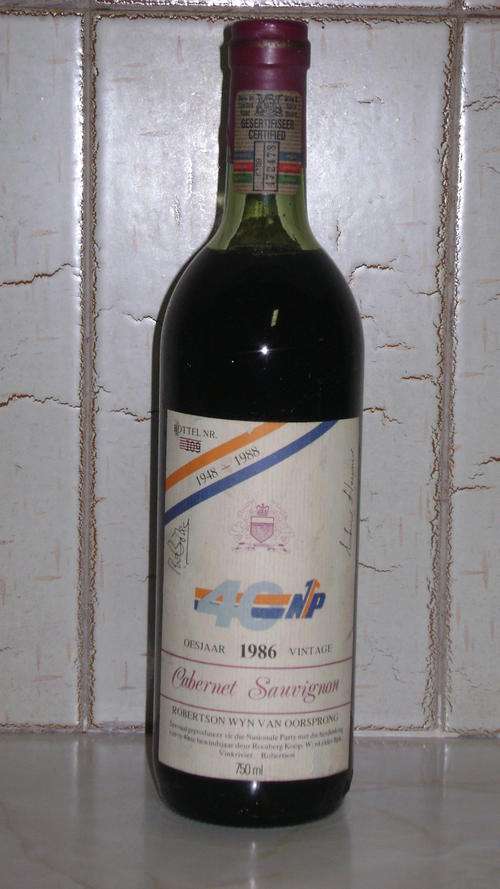 Cabernet Sauvignon Robertson wine 40 yrs NP Bottle nr 109 - Vintage Year 1986