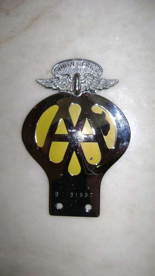 Vintage AA Car Badge - numbered