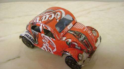Cute little VW made out of old coca cola tins - really nice