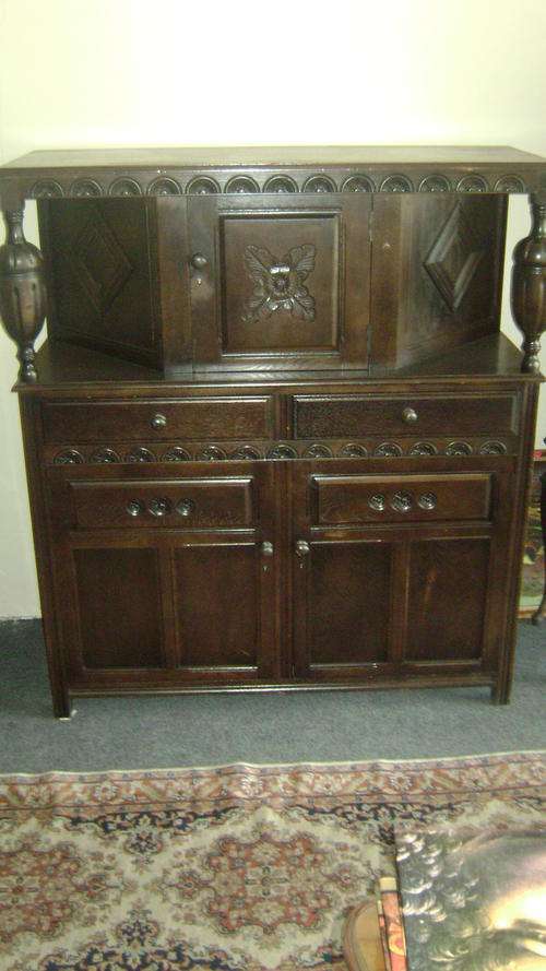 19th CENTURY CARVED OAK SIDEBOARD!!!