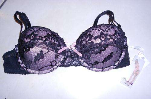 Pink & Black Playboy Bra (Size: 34B
