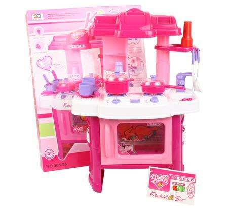 Girls Large 29pce Kitchen Stove Set - With Sound & Lights