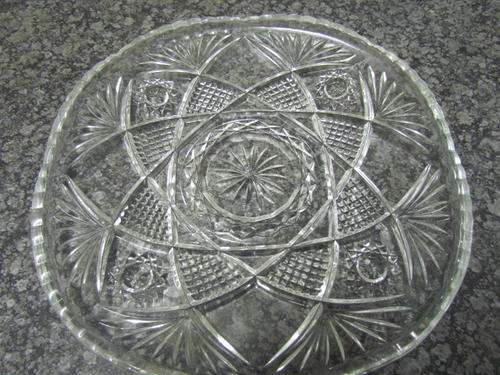 A  VINTAGE CUT GLASS CAKE PLATE!!!NO CHIPS OR CRACKS!!