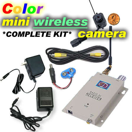 WIRELESS SPY KIT WITH COLOUR AUDIO CAMERA +A/V RECEIVER