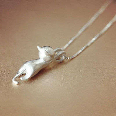 Cat Charm Pendant Chain Necklace!!BRAND NEW!!/95% OFF!!
