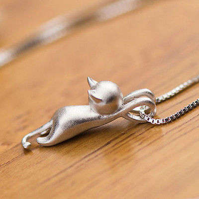 Cat Charm Pendant Chain Necklace!!BRAND NEW!!/95% OFF!!