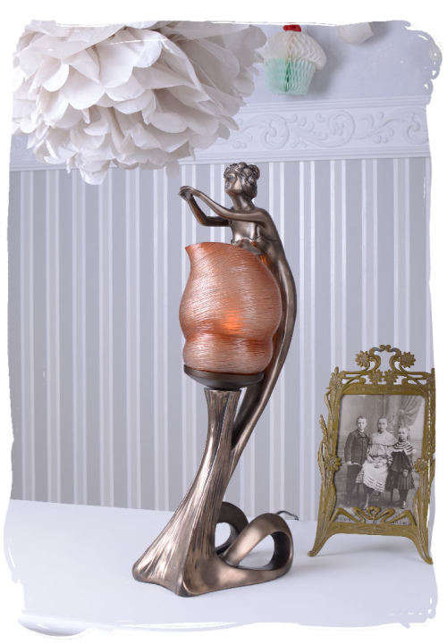 Glamorous table lamp in romantic art nouveau style