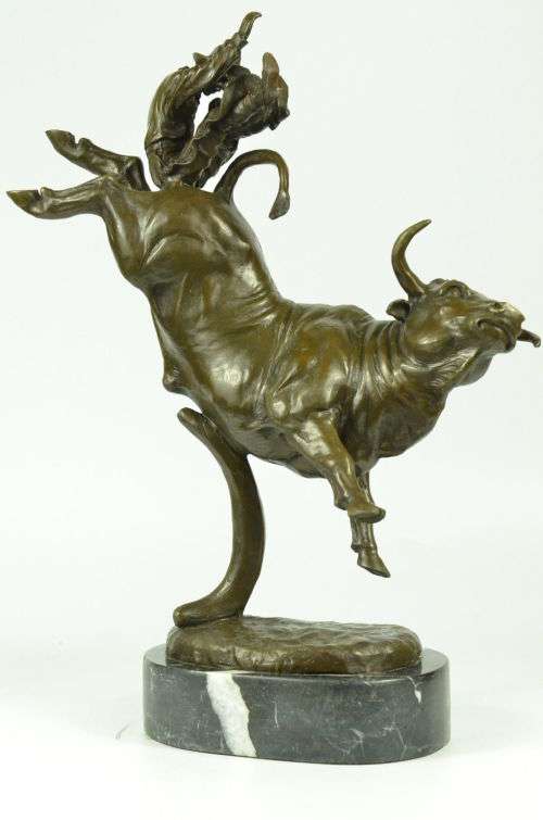 Bronze Rodeo cowboy and bull  J.P.Mene