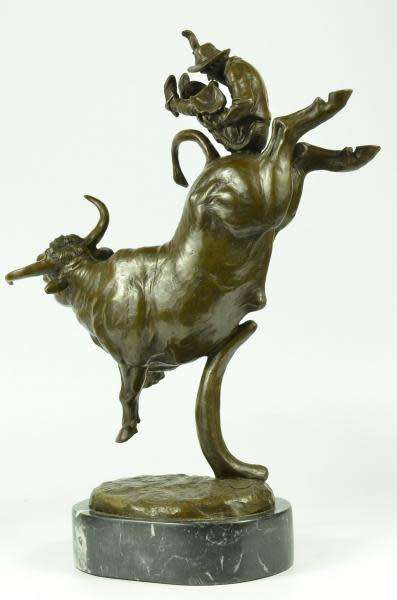Bronze Rodeo cowboy and bull  J.P.Mene