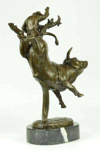 Bronze Rodeo cowboy and bull  J.P.Mene