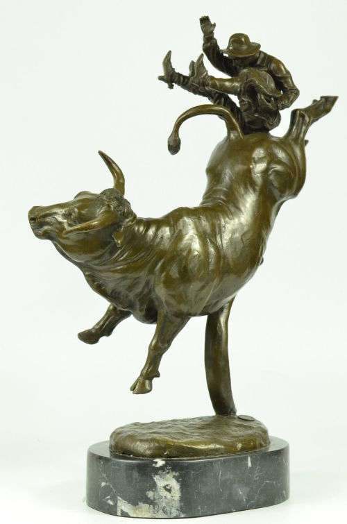 Bronze Rodeo cowboy and bull  J.P.Mene