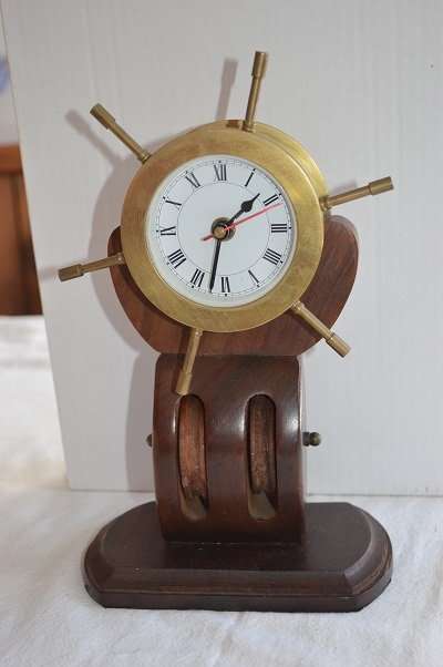Nice solid brass Maritime double ship block clock