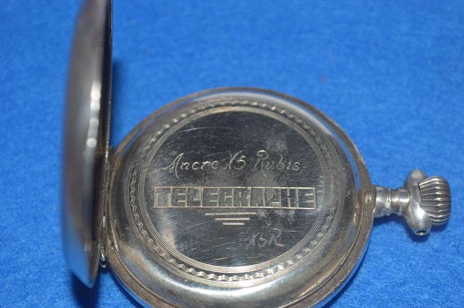 Silver 0,875 + 84 Telegraphe (swiss, Russian) pocket watch 98.7g