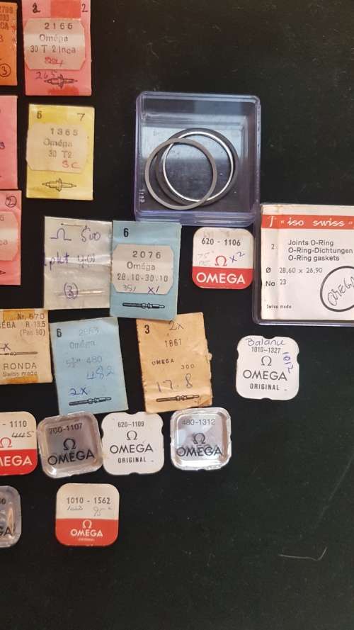 OMEGA spares parts, mainsprings, balance staff, winding stems, seals etc