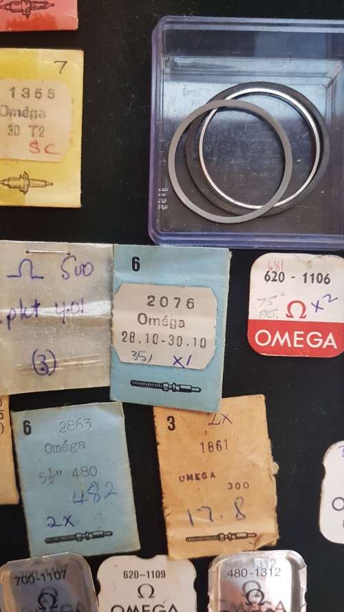 OMEGA spares parts, mainsprings, balance staff, winding stems, seals etc
