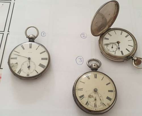 3 x Vintage Silver Pocket Watches ` please read descriptions `