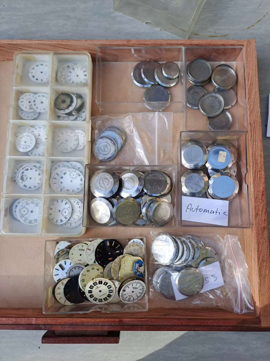vintage watch part. back plates and faces