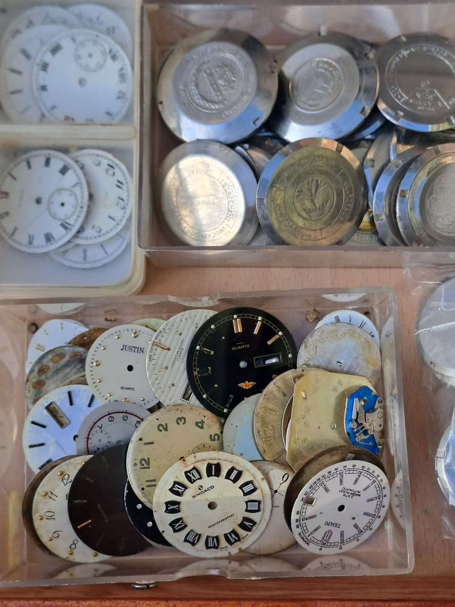 vintage watch part. back plates and faces