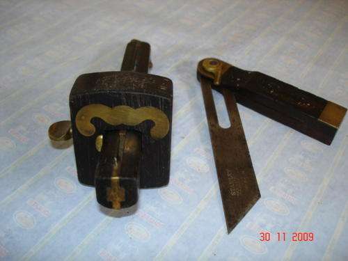 ROSEWOOD AND BRASS ANTIQUE WOOD WORKING TOOLS