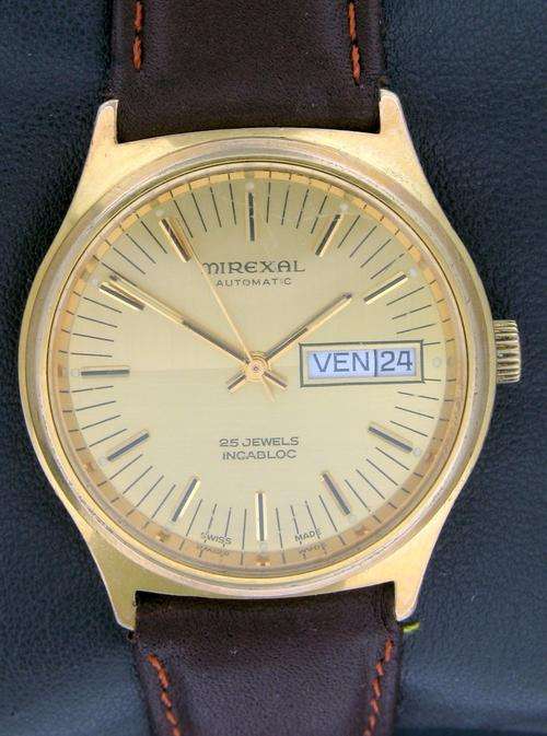 MIREXAL Day & Date Automatic Switzerland around 1972 fitted with one of the finest Swiss ETA mvmt