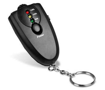 Key chain alcohol breathalyser
