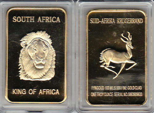 One troy ounce gold plated Bar
