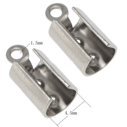 Stainless Steel Cord Tips,Inner: 4.5mm, outer: 5.50x11x5mm, sold per 10
