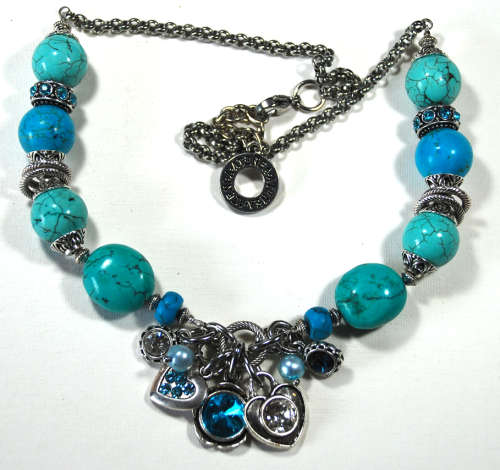 Atenea handmade Turquoise necklace with crystal charms