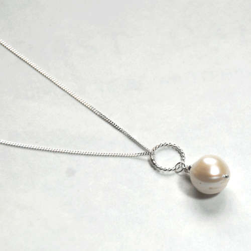 Atenea 925 Add a Dangle handmade 12-13mm White freshwater Pearl pendant on sterling silver