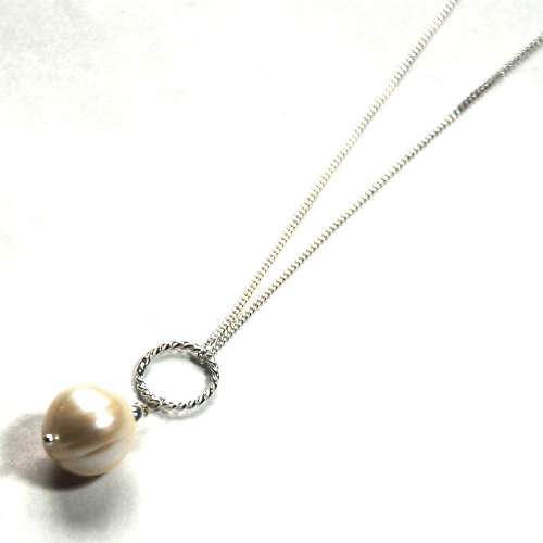Atenea 925 Add a Dangle handmade 12-13mm White freshwater Pearl pendant on sterling silver