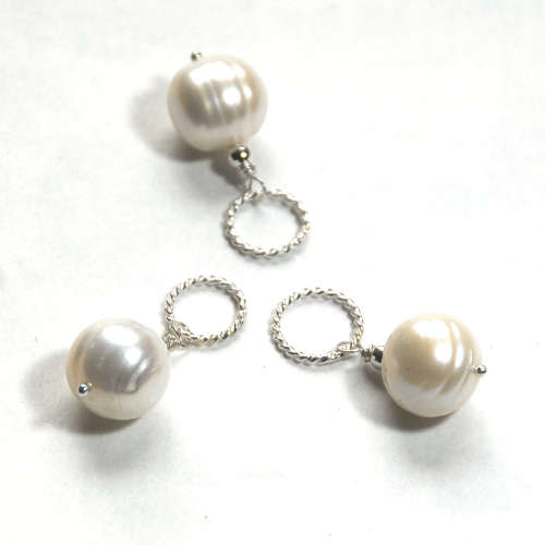 Atenea 925 Add a Dangle handmade 12-13mm White freshwater Pearl pendant on sterling silver