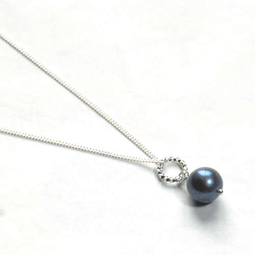 Atenea 925 Add a Dangle handmade 9mm AAA Blue freshwater Pearl pendant on sterling silver