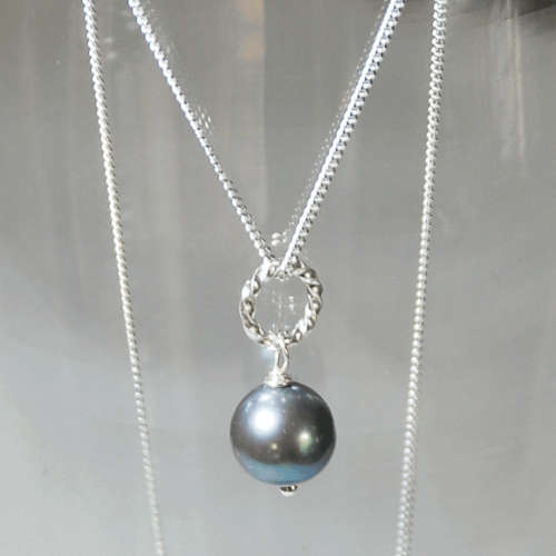 Atenea 925 Add a Dangle handmade 9mm AAA Blue freshwater Pearl pendant on sterling silver