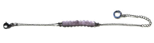 Atenea handmade Faceted Amethyst micro bracelet with stainless steel spacers, chain & clasp