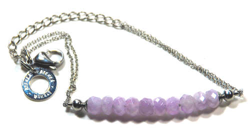 Atenea handmade Faceted Amethyst micro bracelet with stainless steel spacers, chain & clasp