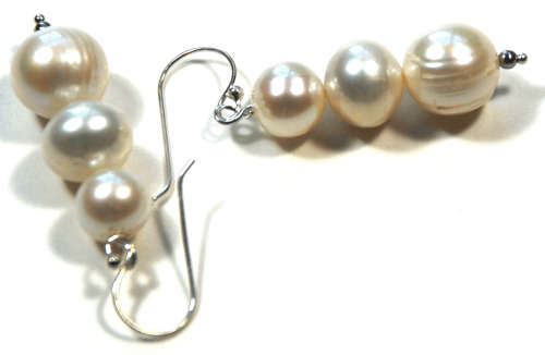 Atenea handmade White freshwater pearl earings on 925 sterling silver - pearls 8mm - 12mm