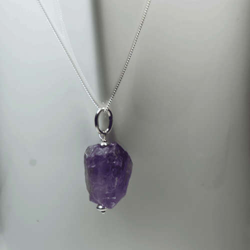 Atenea 925 Add a Dangle handmade natural dark Amethyst nugget gemstone pendant on sterling silver
