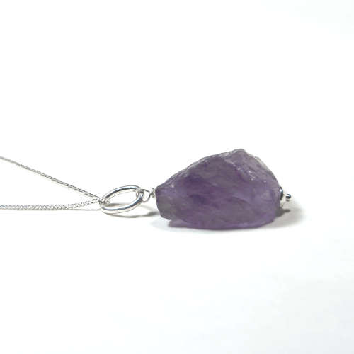 Atenea 925 Add a Dangle handmade natural dark Amethyst nugget gemstone pendant on sterling silver