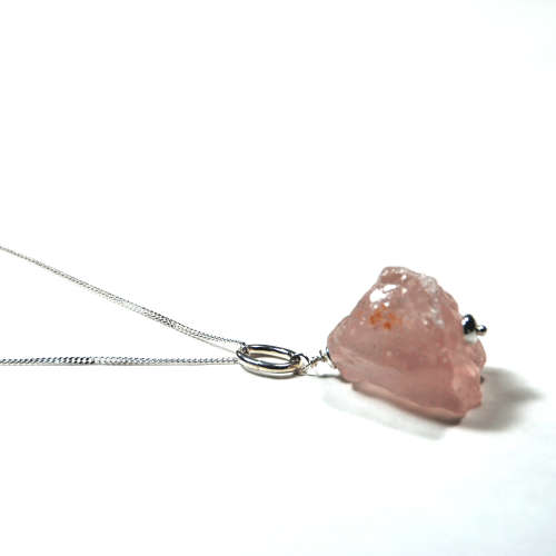 Atenea 925 Add a Dangle handmade natural Rose Quartz nugget gemstone pendant on sterling silver