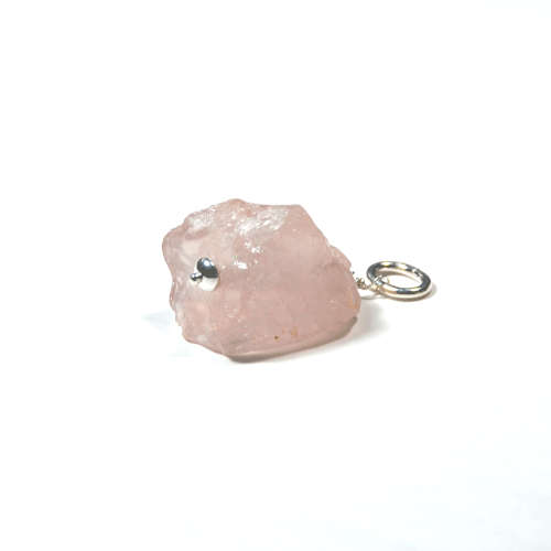 Atenea 925 Add a Dangle handmade natural Rose Quartz nugget gemstone pendant on sterling silver