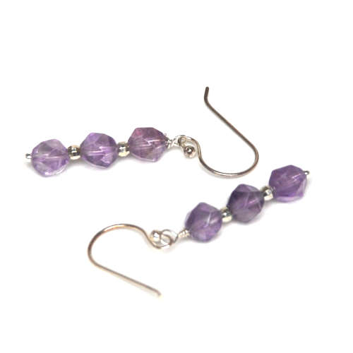 Atenea handmade Amethyst earrings on 925 sterling silver ear wire